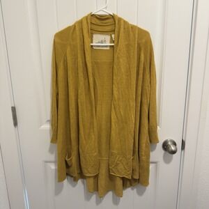 Angel Of The North Women's Mustard Yellow Open Cardigan Tiered Back Design Sz L